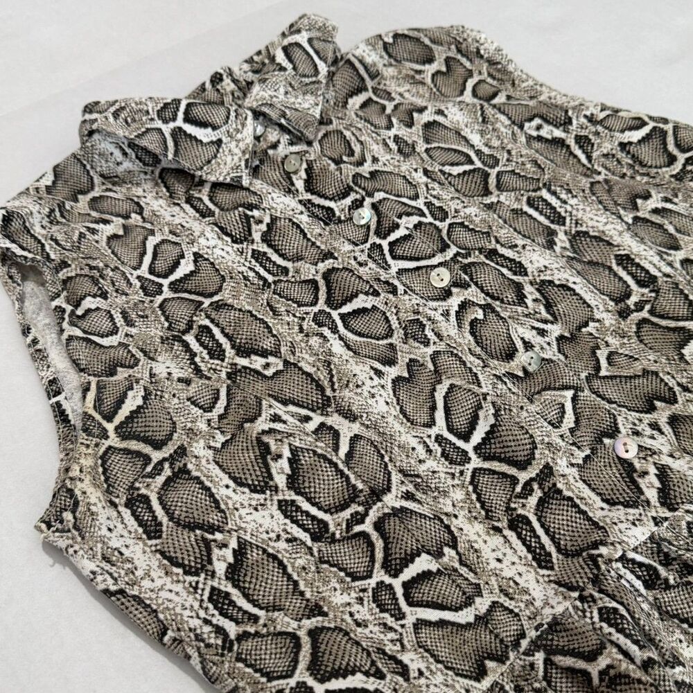 Laura Bianchi 100% Linen Python Print Button Down… - image 6